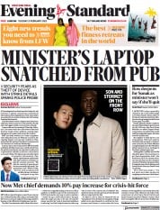 London Evening Standard (UK) Newspaper Front Page for 22 February 2023
