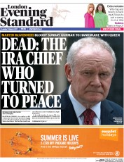 London Evening Standard (UK) Newspaper Front Page for 22 March 2017