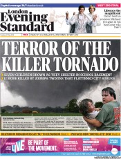 London Evening Standard (UK) Newspaper Front Page for 22 May 2013