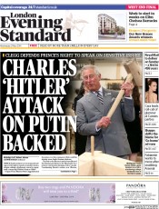 London Evening Standard Newspaper Front Page (UK) for 22 May 2014