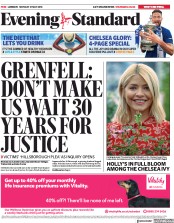 London Evening Standard (UK) Newspaper Front Page for 22 May 2018