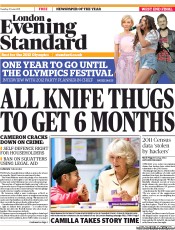 London Evening Standard (UK) Newspaper Front Page for 22 June 2011