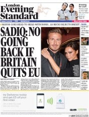 London Evening Standard (UK) Newspaper Front Page for 22 June 2016