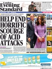 London Evening Standard (UK) Newspaper Front Page for 22 July 2017