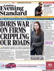 London Evening Standard (UK) Newspaper Front Page for 22 September 2011