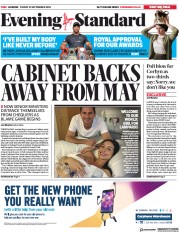 London Evening Standard (UK) Newspaper Front Page for 22 September 2018