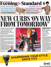 London Evening Standard (UK) Newspaper Front Page for 22 September 2020