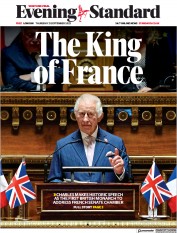 London Evening Standard front page for 22 September 2023