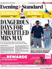 London Evening Standard (UK) Newspaper Front Page for 23 October 2018