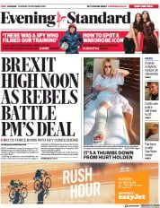 London Evening Standard (UK) Newspaper Front Page for 23 October 2019