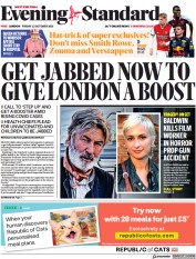 London Evening Standard (UK) Newspaper Front Page for 23 October 2021