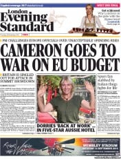 London Evening Standard Newspaper Front Page (UK) for 23 November 2012