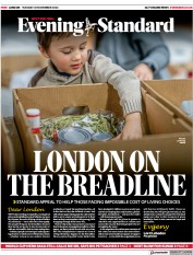 London Evening Standard (UK) Newspaper Front Page for 23 November 2022