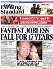 London Evening Standard Newspaper Front Page (UK) for 23 January 2014