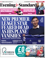 London Evening Standard (UK) Newspaper Front Page for 23 January 2019