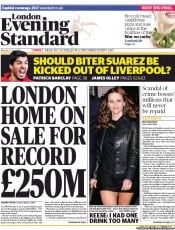 London Evening Standard Newspaper Front Page (UK) for 23 April 2013
