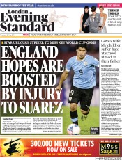 London Evening Standard Newspaper Front Page (UK) for 23 May 2014
