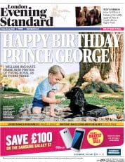 London Evening Standard (UK) Newspaper Front Page for 23 July 2016