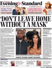 London Evening Standard (UK) Newspaper Front Page for 23 July 2020