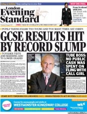 London Evening Standard Newspaper Front Page (UK) for 23 August 2013