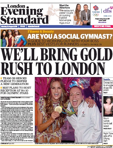 London Evening Standard Newspaper Front Page (UK) for 23 August 2016