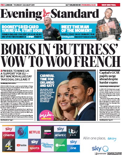 London Evening Standard Uk Front Page For 23 August 2019 Paperboy London Evening Standard Uk Front Page For 23 August 2019 Paperboy