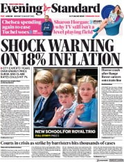 London Evening Standard (UK) Newspaper Front Page for 23 August 2022