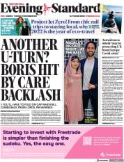 London Evening Standard (UK) Newspaper Front Page for 24 November 2021