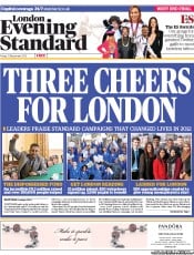 London Evening Standard Newspaper Front Page (UK) for 24 December 2012