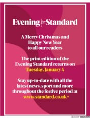 London Evening Standard (UK) Newspaper Front Page for 24 December 2021