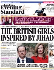 London Evening Standard (UK) Newspaper Front Page for 24 January 2014