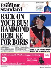 London Evening Standard (UK) Newspaper Front Page for 24 January 2018
