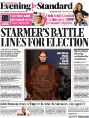 London Evening Standard (UK) Newspaper Front Page for 24 February 2023