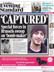 London Evening Standard (UK) Newspaper Front Page for 24 March 2016