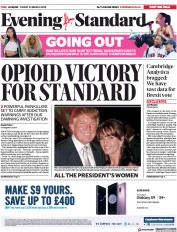 London Evening Standard (UK) Newspaper Front Page for 24 March 2018