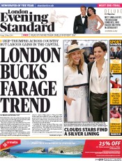 London Evening Standard Newspaper Front Page (UK) for 24 May 2014