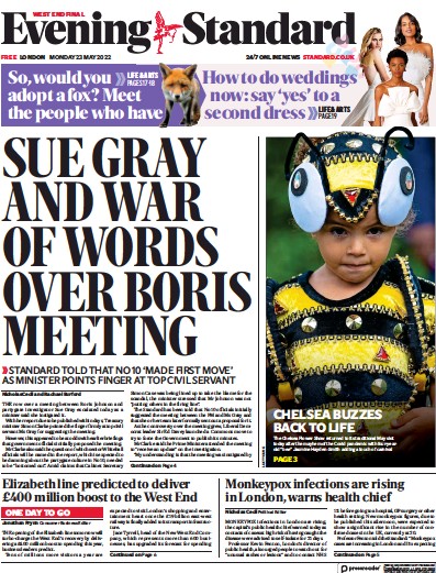London Evening Standard Newspaper Front Page (UK) for 24 May 2022