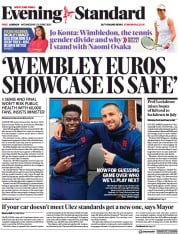London Evening Standard (UK) Newspaper Front Page for 24 June 2021