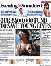 London Evening Standard (UK) Newspaper Front Page for 24 July 2018