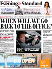 London Evening Standard (UK) Newspaper Front Page for 24 July 2020