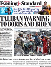 London Evening Standard (UK) Newspaper Front Page for 24 August 2021