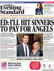 London Evening Standard Newspaper Front Page (UK) for 24 September 2014