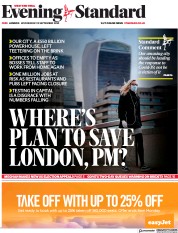 London Evening Standard (UK) Newspaper Front Page for 24 September 2020