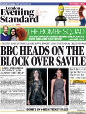 London Evening Standard Newspaper Front Page (UK) for 25 October 2012