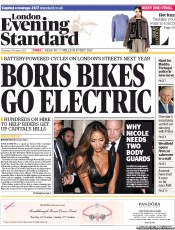 London Evening Standard Newspaper Front Page (UK) for 25 October 2013