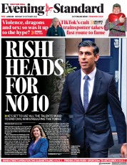 London Evening Standard (UK) Newspaper Front Page for 25 October 2022