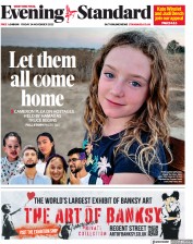 London Evening Standard front page for 25 November 2023