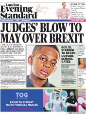 London Evening Standard (UK) Newspaper Front Page for 25 January 2017