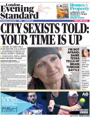 London Evening Standard (UK) Newspaper Front Page for 25 January 2018