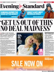 London Evening Standard (UK) Newspaper Front Page for 25 January 2019
